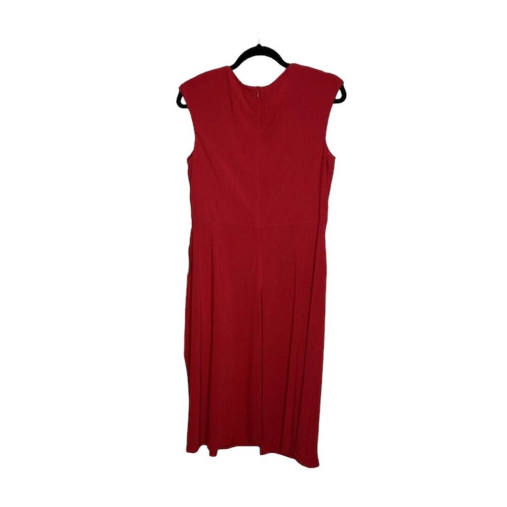 London Times Fit & Flare Crepe Dress Scarlet Red Peep Below Knee Size 8 NWT - Picture 7 of 7